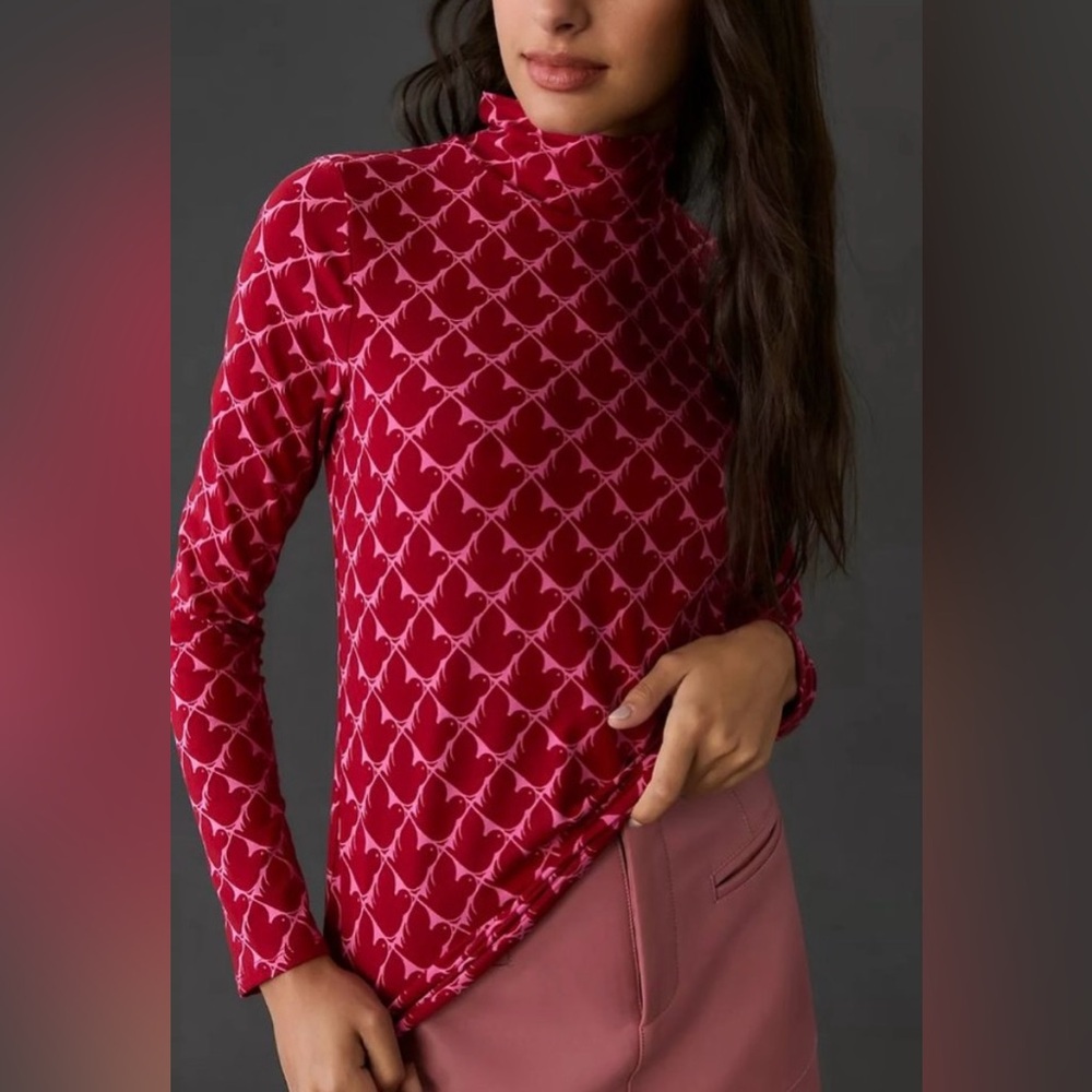 Maeve, Cecilia Pettersson Printed Mock Turtleneck, Size medium